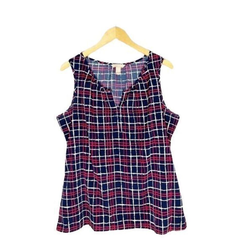 Banana Republic Factory Plaid Tank Top - Red, Blue, White